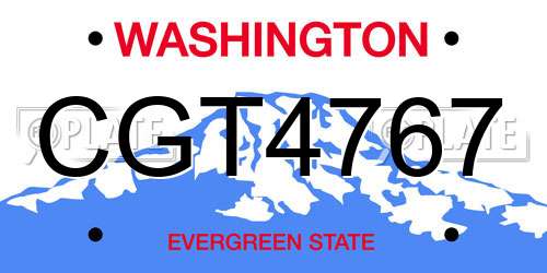 CGT4767 Washington License Plate