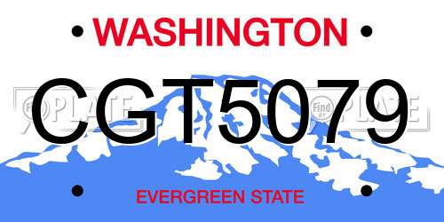 CGT5079 Washington License Plate