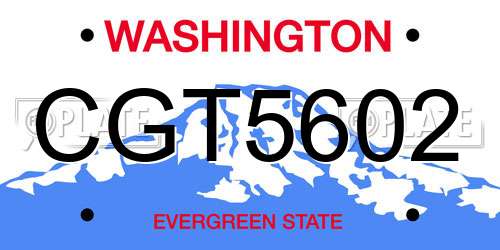 CGT5602 Washington License Plate