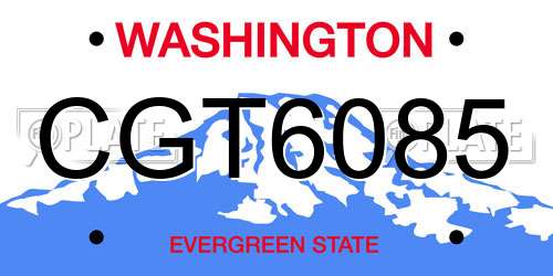 CGT6085 Washington License Plate
