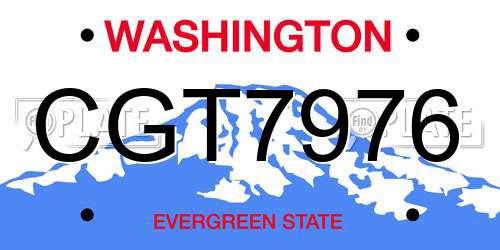 CGT7976 Washington License Plate