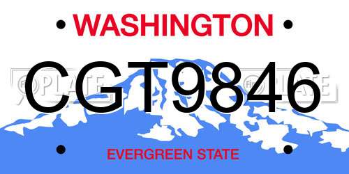 CGT9846 Washington License Plate