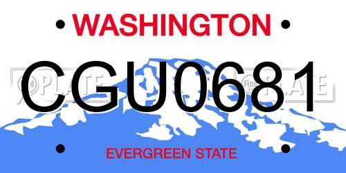 CGU0681 Washington License Plate