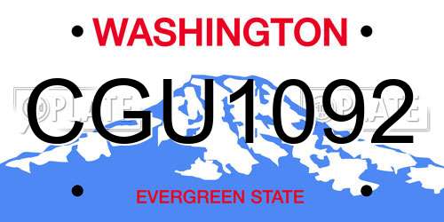 CGU1092 Washington License Plate