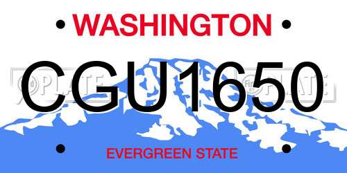 CGU1650 Washington License Plate