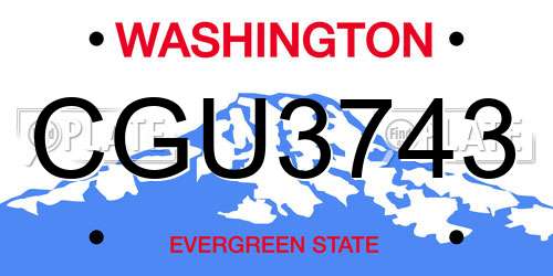 CGU3743 Washington License Plate