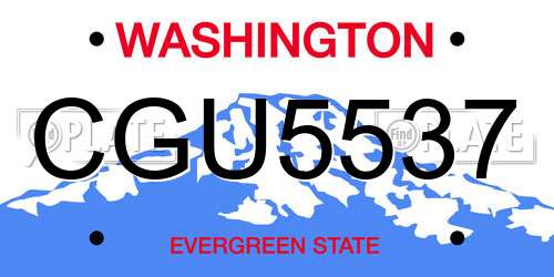 CGU5537 Washington License Plate