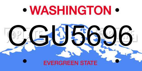 CGU5696 Washington License Plate