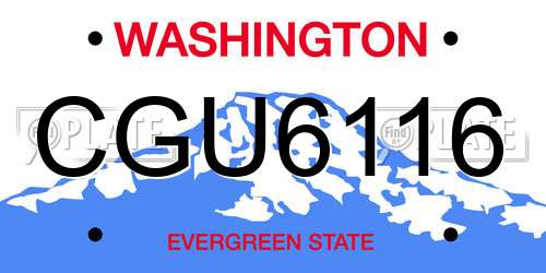 CGU6116 Washington License Plate