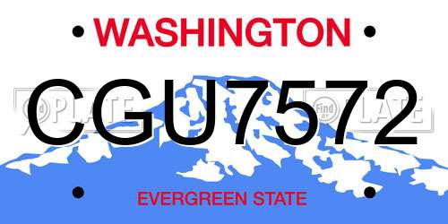 CGU7572 Washington License Plate