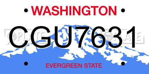 CGU7631 Washington License Plate