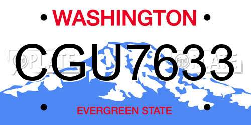 CGU7633 Washington License Plate