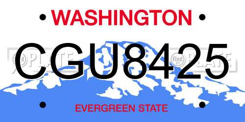 CGU8425 Washington License Plate