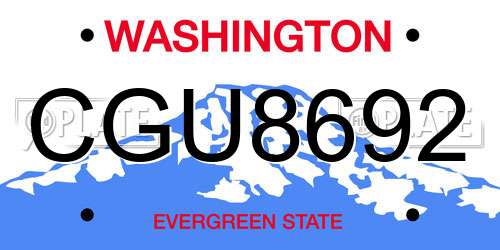 CGU8692 Washington License Plate