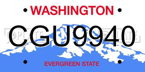 CGU9940 Washington License Plate
