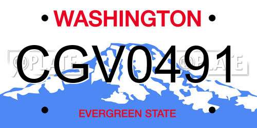 CGV0491 Washington License Plate
