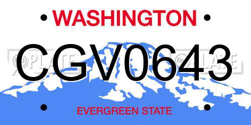 CGV0643 Washington License Plate