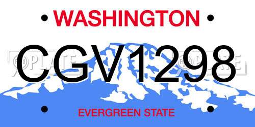 CGV1298 Washington License Plate
