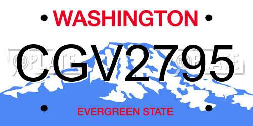 CGV2795 Washington License Plate