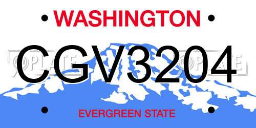 CGV3204 Washington License Plate