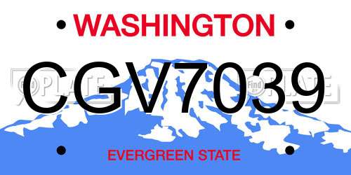CGV7039 Washington License Plate