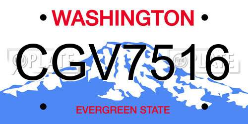 CGV7516 Washington License Plate