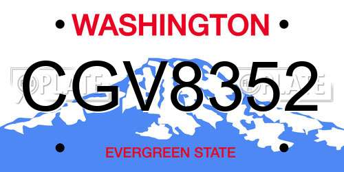 CGV8352 Washington License Plate