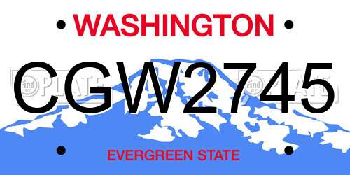 CGW2745 Washington License Plate