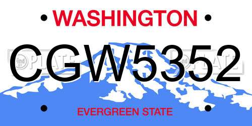 CGW5352 Washington License Plate