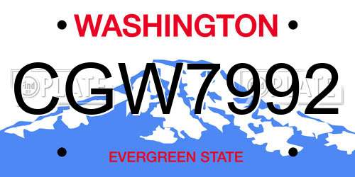 CGW7992 Washington License Plate