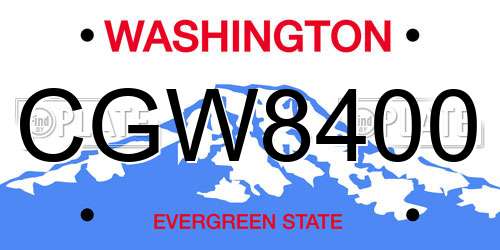 CGW8400 Washington License Plate