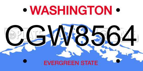 CGW8564 Washington License Plate