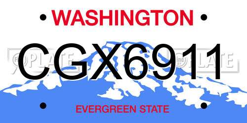 CGX6911 Washington License Plate
