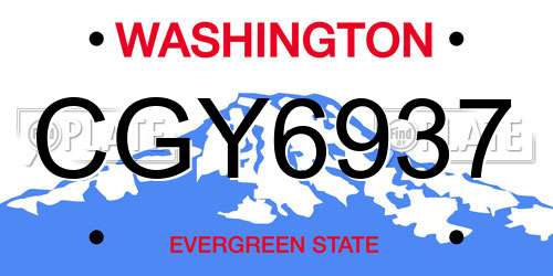 CGY6937 Washington License Plate