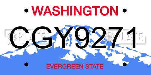 CGY9271 Washington License Plate