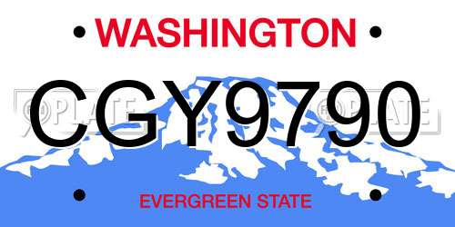 CGY9790 Washington License Plate