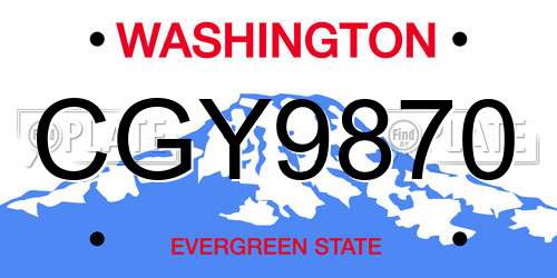 CGY9870 Washington License Plate
