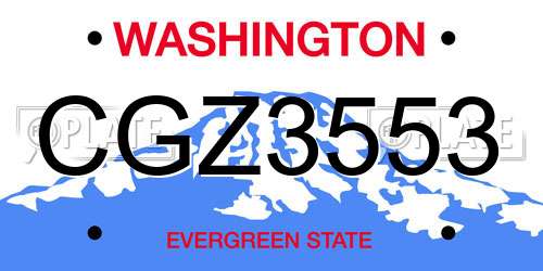 CGZ3553 Washington License Plate