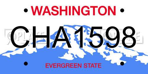 CHA1598 Washington License Plate