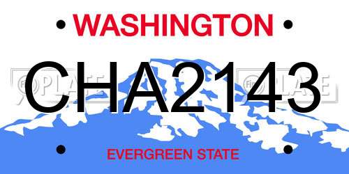 CHA2143 Washington License Plate