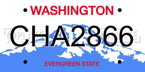 CHA2866 Washington License Plate