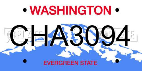 CHA3094 Washington License Plate