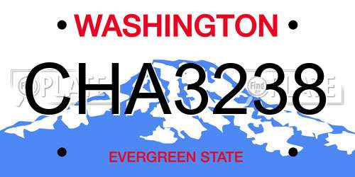 CHA3238 Washington License Plate