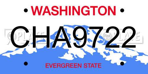 CHA9722 Washington License Plate
