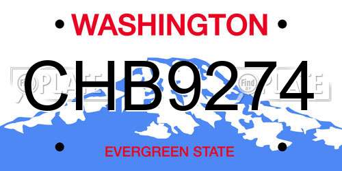 CHB9274 Washington License Plate
