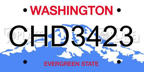CHD3423 Washington License Plate
