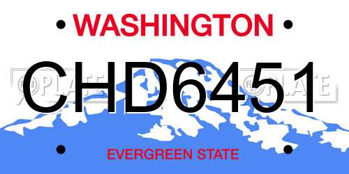 CHD6451 Washington License Plate
