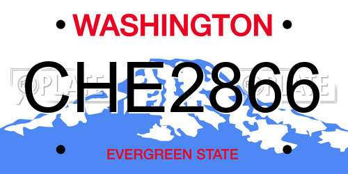 CHE2866 Washington License Plate