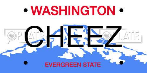 CHEEZ Washington License Plate
