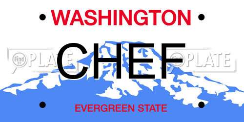 CHEF Washington License Plate